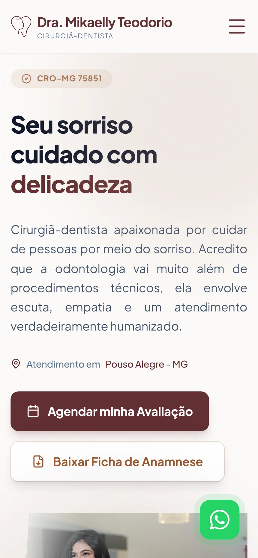 Dr. Mikaelly's site on mobile